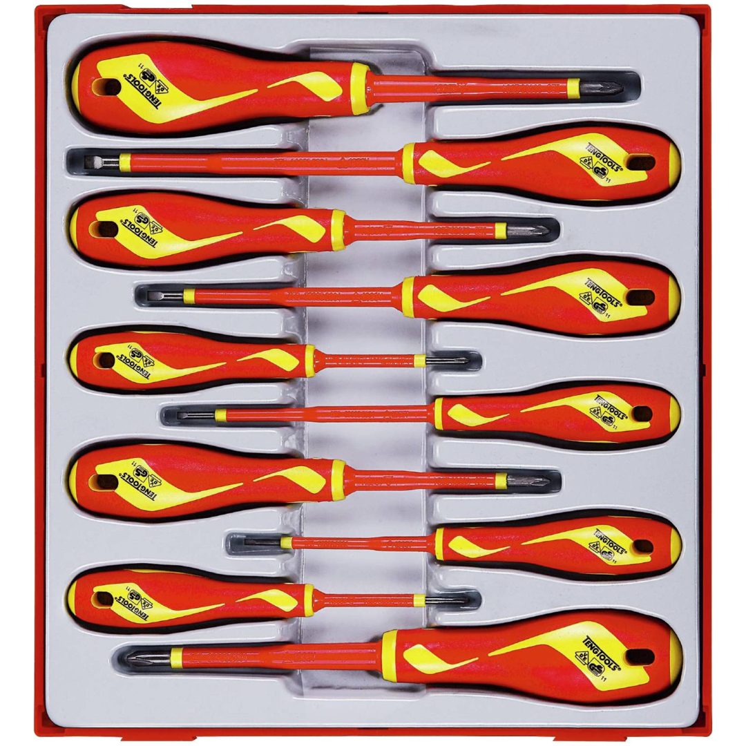 10-delt skruetrækkersæt til 1000 volt TTDV910N Teng Tools SKRUETRÆKKERSÆT 1000V TTDV910N