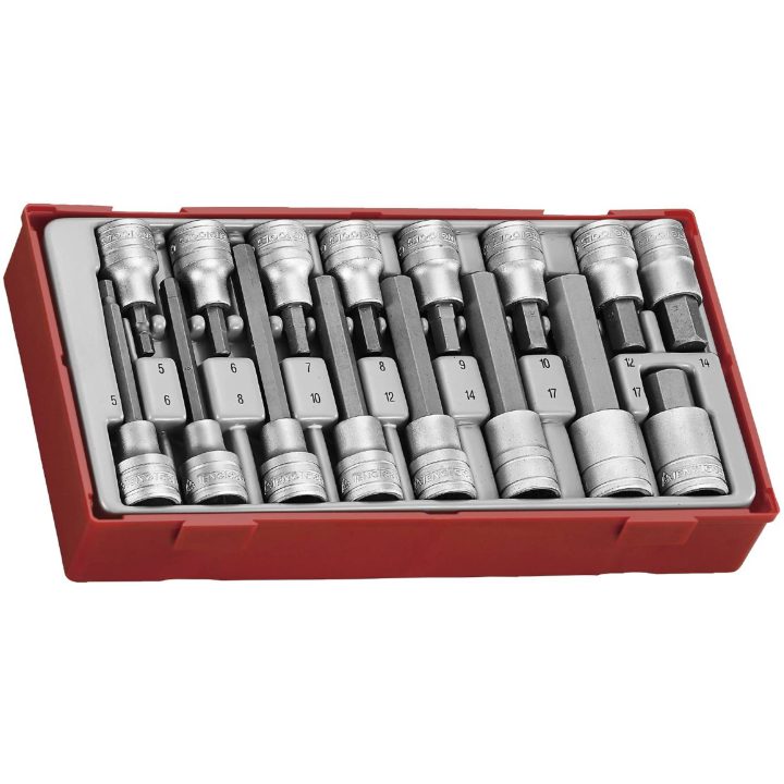 16 dele sekskantet topbitsæt med 1/2" firkantbeslag TTHEX16 Teng Tools TOPNØGLESÆT 1/2 SEKSKANT MM 16 – billede 2