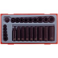 24 dele Krafttopnøglesæt med 1/4" og 3/8" firkantfæste Teng Tools TT9024