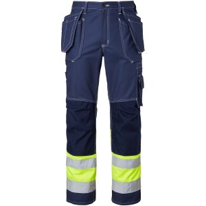2515 Craftsmen Trousers Hi-Vis Navy/fluoresant yellow C52