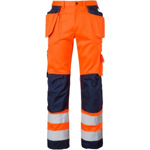 2516 Craftsmen Trousers Fluoresant orange/navy C156