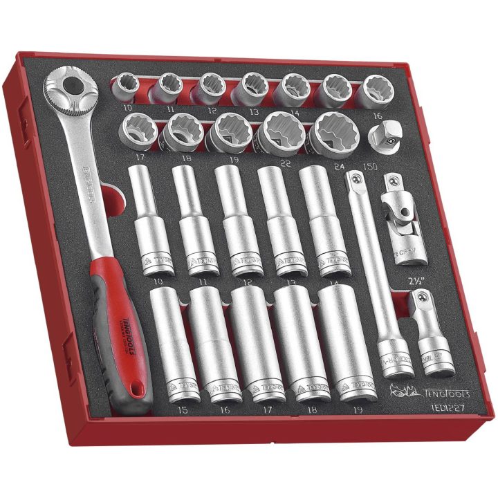 27 dele topnøglesæt med 1/2" firkantfæste TED1227 Teng Tools TOPNØGLESÆT 1/2 EVA TED1227 – billede 2