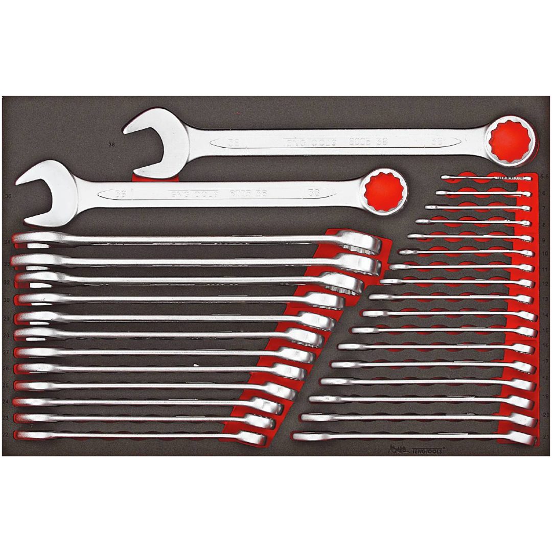 31 dele U-ringgaffelnøglesæt TTESP31 Teng Tools U-RINGNØGLESÆT MM TTESP31