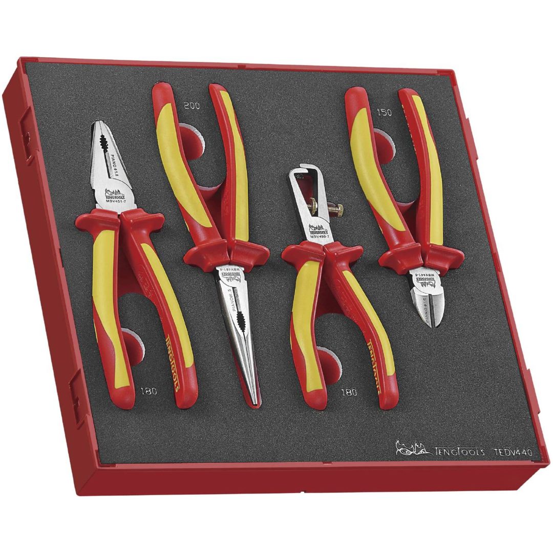 4-deltangsæt til 1000 volt TEDV440 Teng Tools TANGSÆT 1000V EVA 4 DELE – billede 2