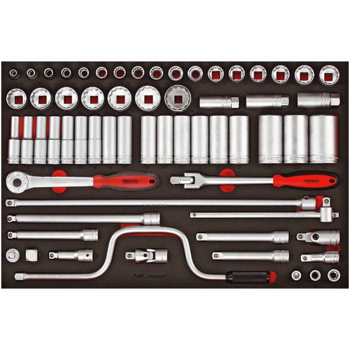 63 dele topnøglesæt med 1/2" firkantbeslag TTESK63 Teng Tools TOPNØGLESÆT EVA 1/2 63 DELE – billede 2
