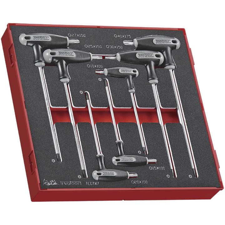 7 dele TX/TPX nøglesæt med T-håndtag TEDTX7 Teng Tools TX-NØGLESÆT EVA 7 DELE – billede 2