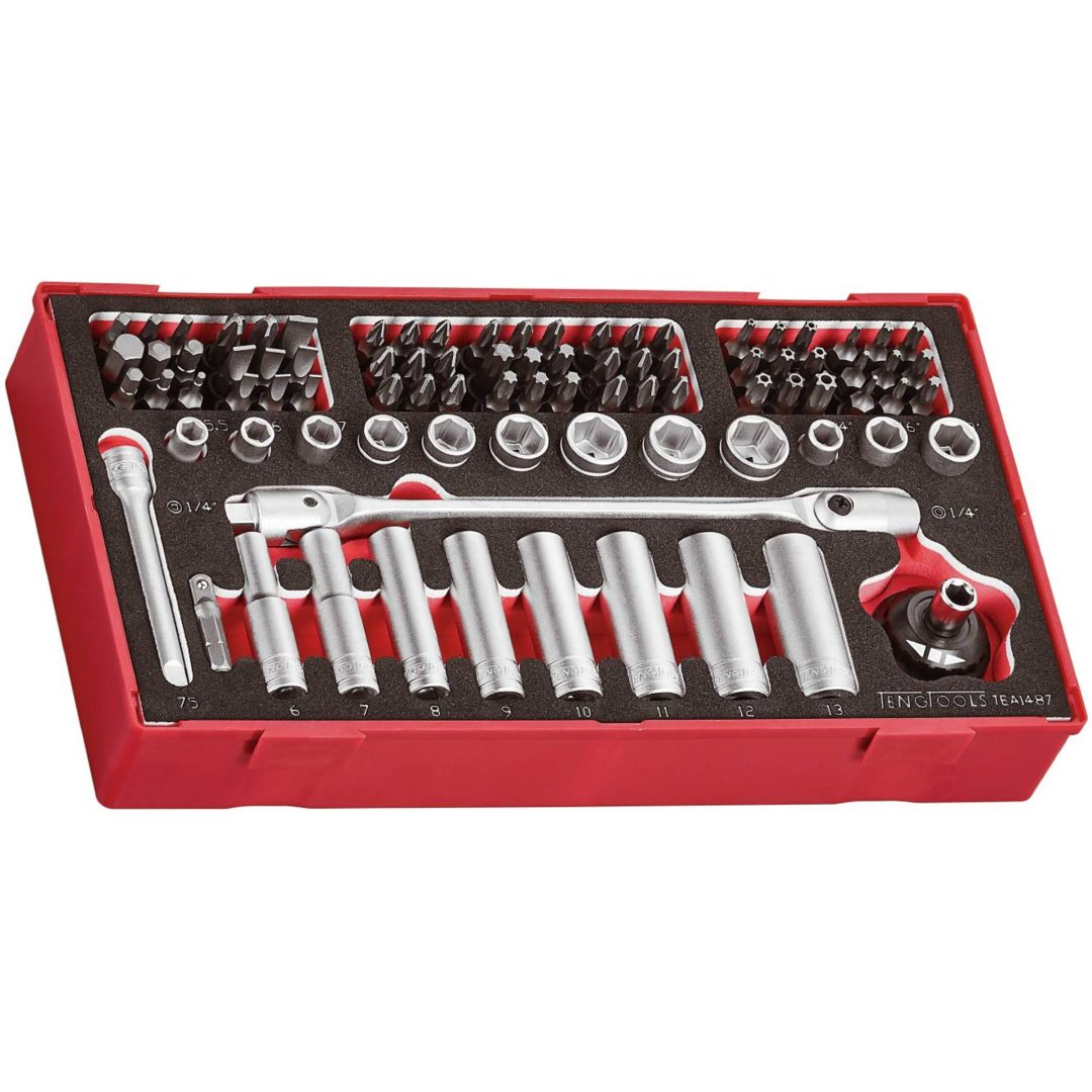 87 dele Bits- og topnøglesæt TEA1487 Teng Tools BITS & TOPNØGLESÆT EVA 87 DELE