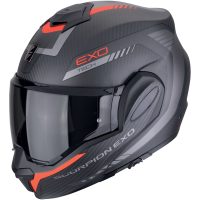 Åbningshjelm EXO-TECH EVO Carbon Cozy Sort/Rød Scorpion