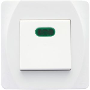 Afbryder, Nova, Hvid, 2-polet med glimlampe MALMBERGS