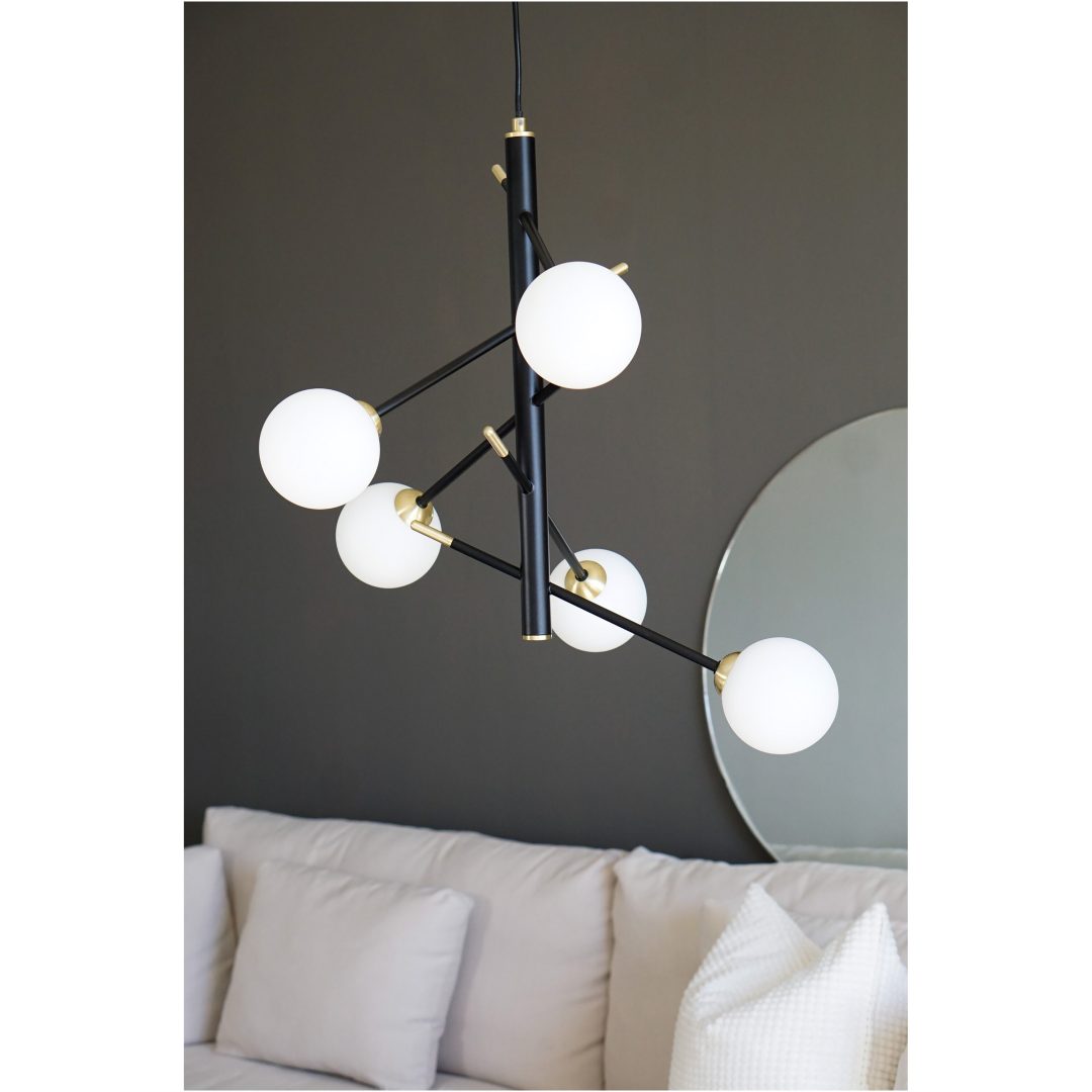 Akrobat Loftlampe, Sort ANETA HOME Sokkel G9 Sort /Mat Messing /Opal – billede 9