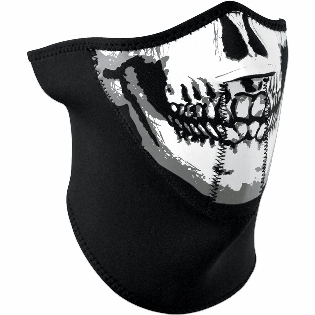 Ansigtsmaske Halv 3 PANEL SKULL Sort/Hvid Zan Headgear Ansigtsmaske