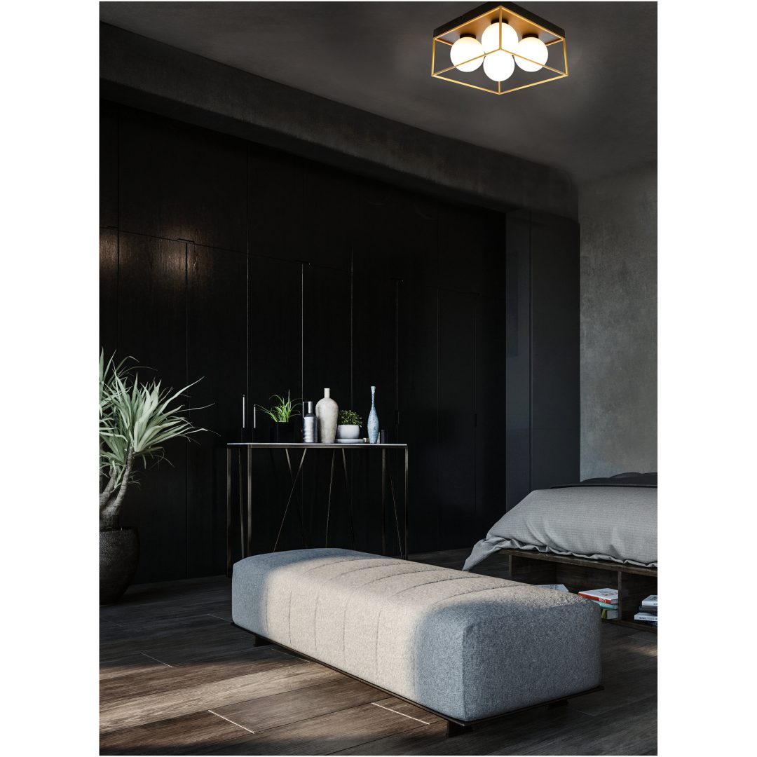 Astro Plafond Lille, Sort/guld/opal ANETA HOME Fatning G9 – billede 2