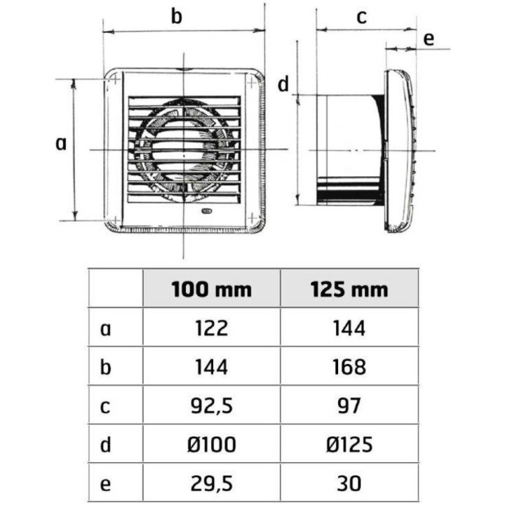 Badeværelsesventilator 100B/125B TH Flexit BADEVÆRELSESVENTILATOR 100B TID/FUGT D100 – billede 2