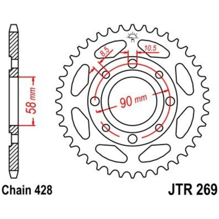 Bagtandhjul 269 Standard Stål JT SPROCKETS – billede 2
