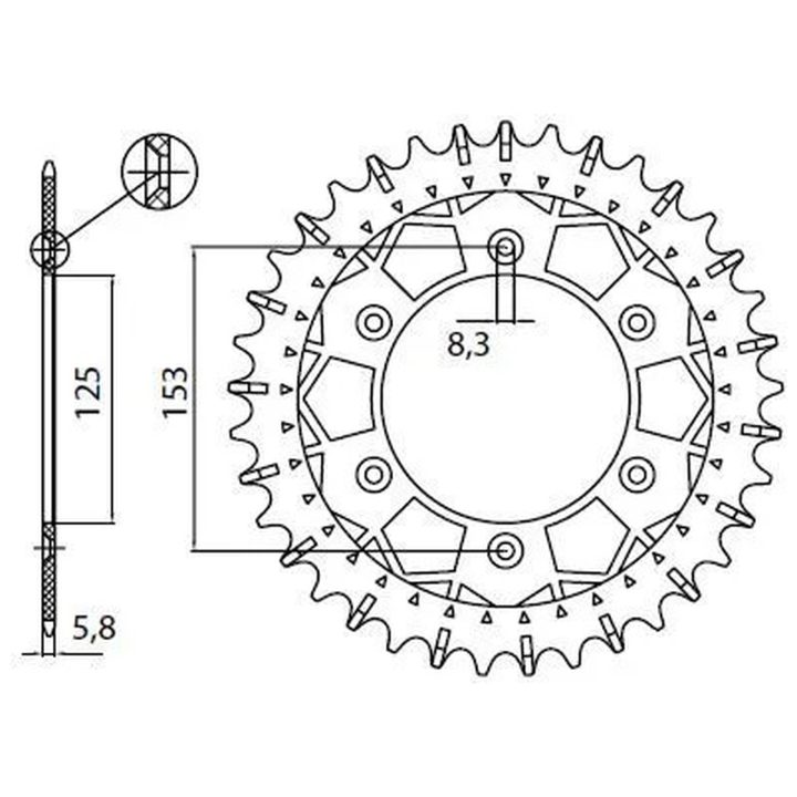 Bagtandhjul 520 Works-Z Stål SUNSTAR 46 – billede 3