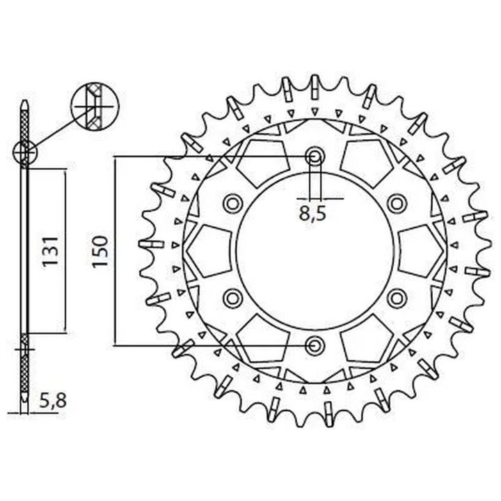 Bagtandhjul 520 Works-Z Stål SUNSTAR 49 – billede 2