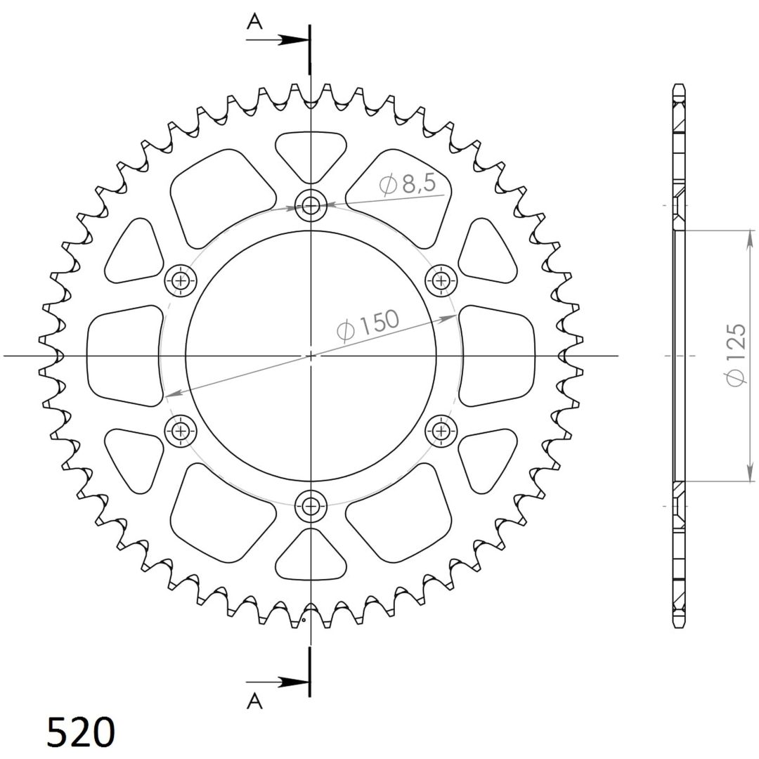 Bagtandhjul Aluminium JT – billede 2