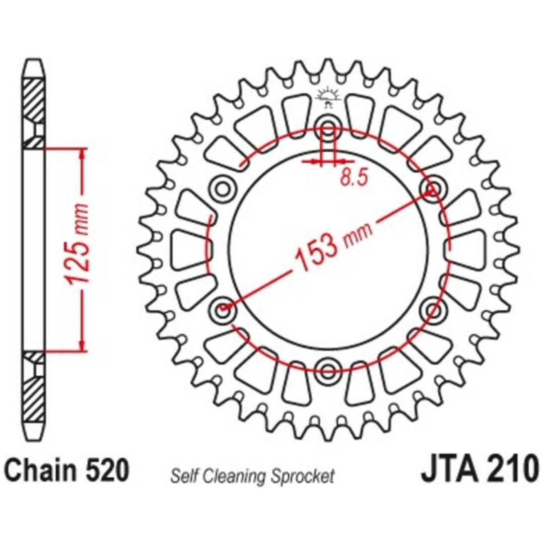 Bagtandhjul Aluminium JT SPROCKETS Sort