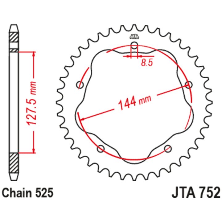 Bagtandhjul Aluminium Standard 525 JT SPROCKETS – billede 2
