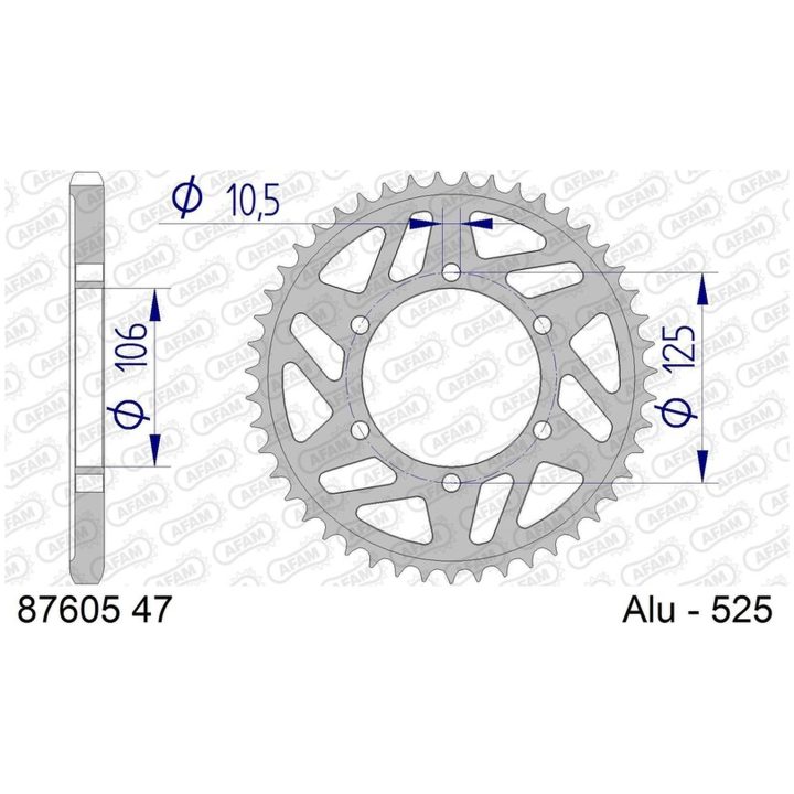 Bagtandhjul Aluminium Ultra-Light Afam 47/525 – billede 3