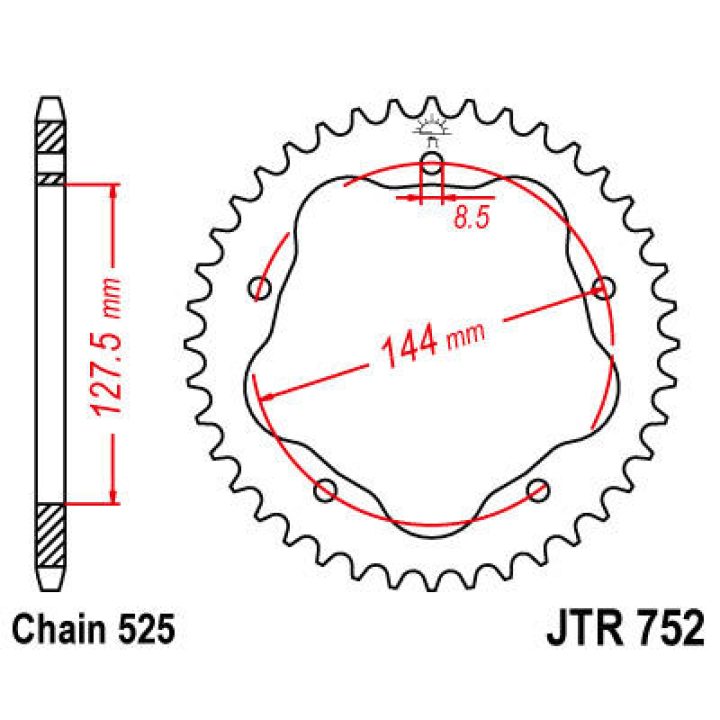 Bagtandhjul Stål JT 41 Tand 525 – billede 2