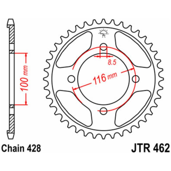 Bagtandhjul Stål JT 50 Tand / 428 – billede 2
