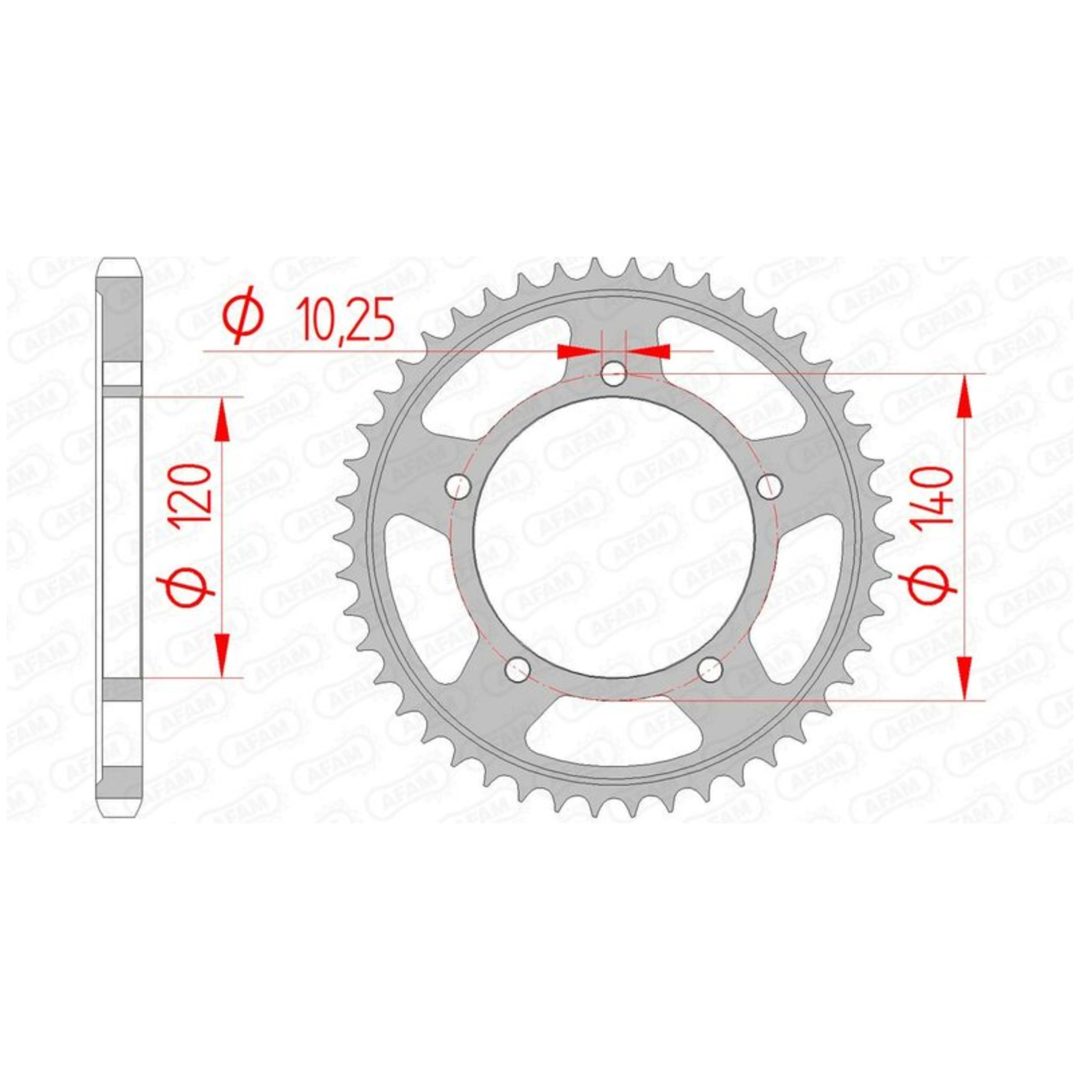 Bagtandhjul Standard AFAM 41 kugg / 525
