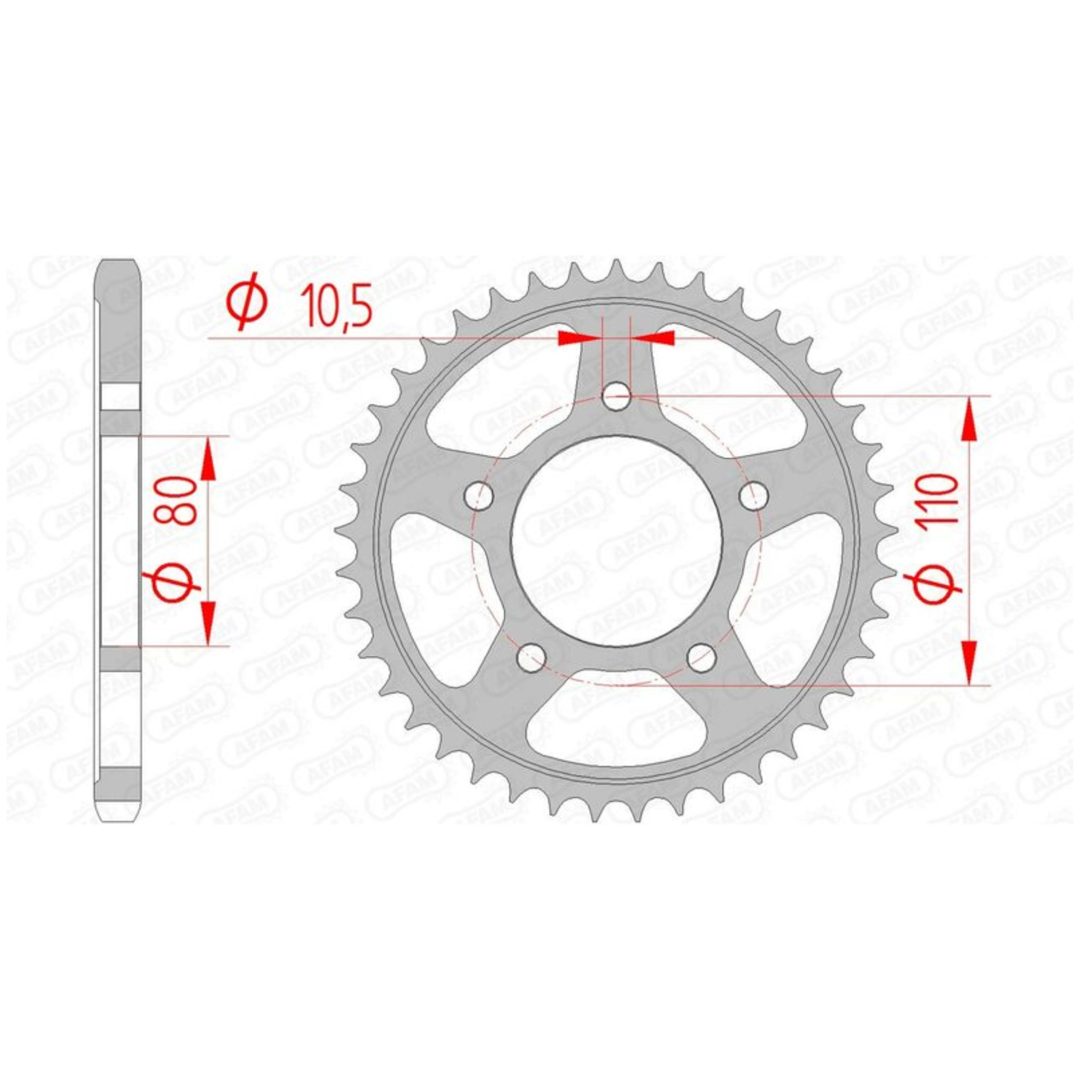 Bagtandhjul Standard AFAM 44 Kugg / 525