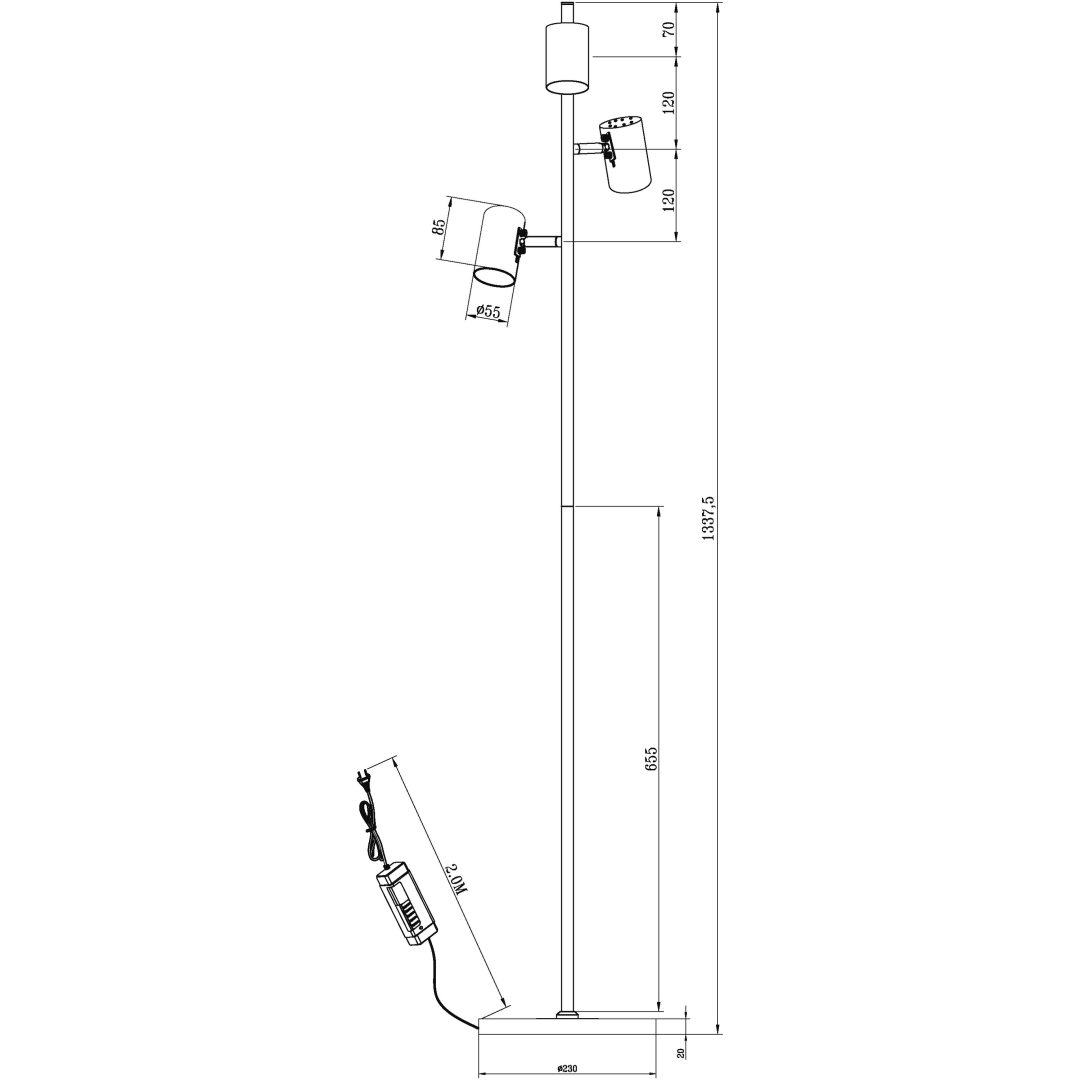Balder Gulvlampe 3, Hvid/krom ANETA HOME Sokkel GU10 Hvid /Krom – billede 2