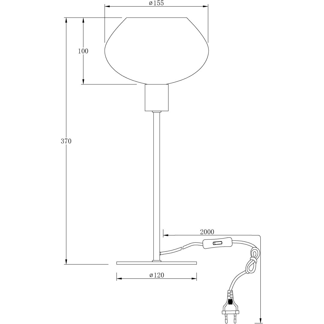 Bell Bordlampe Høj, Sort/hvid ANETA HOME Sokkel E14 Sort /Opalhvid – billede 7
