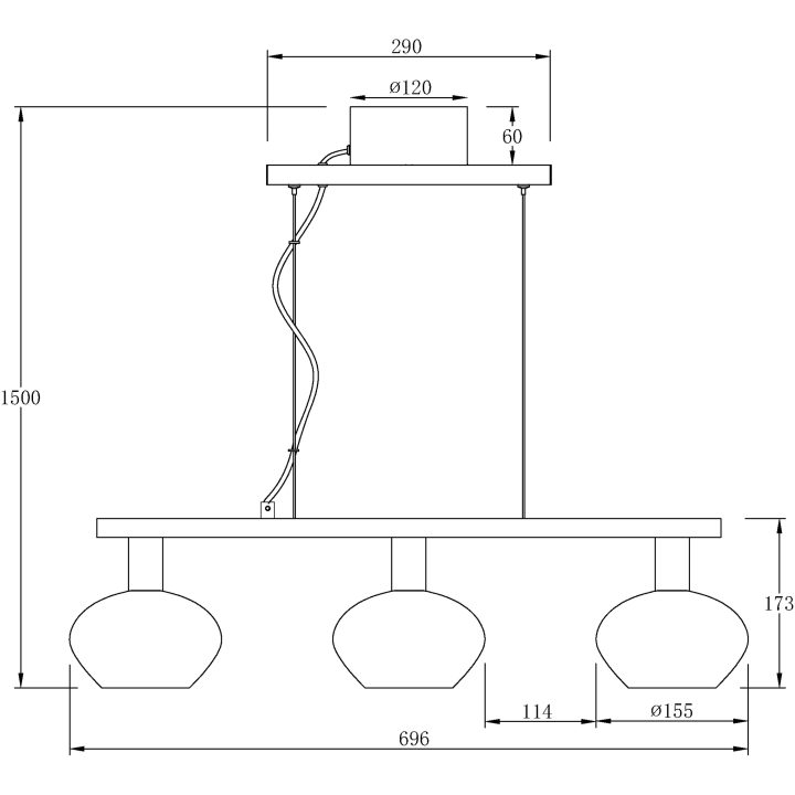 Bell Loftlampe 3 lige, Mat Messing/røg ANETA HOME Mat Messing /Røg – billede 6