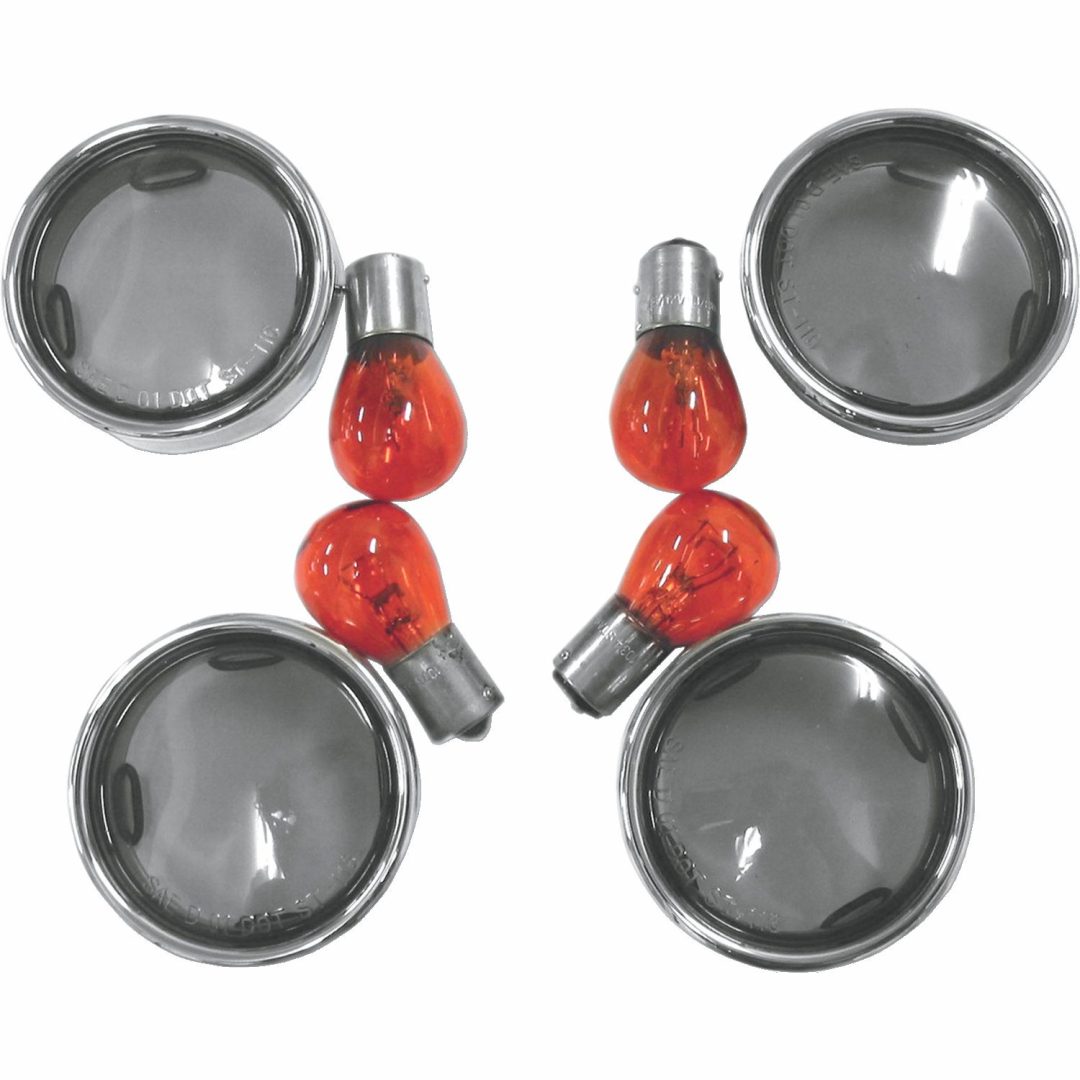 Blinklys Smoke Med Krom Trimringe DRAG SPECIALTIES LENS KIT SMK W/TRIM RNG