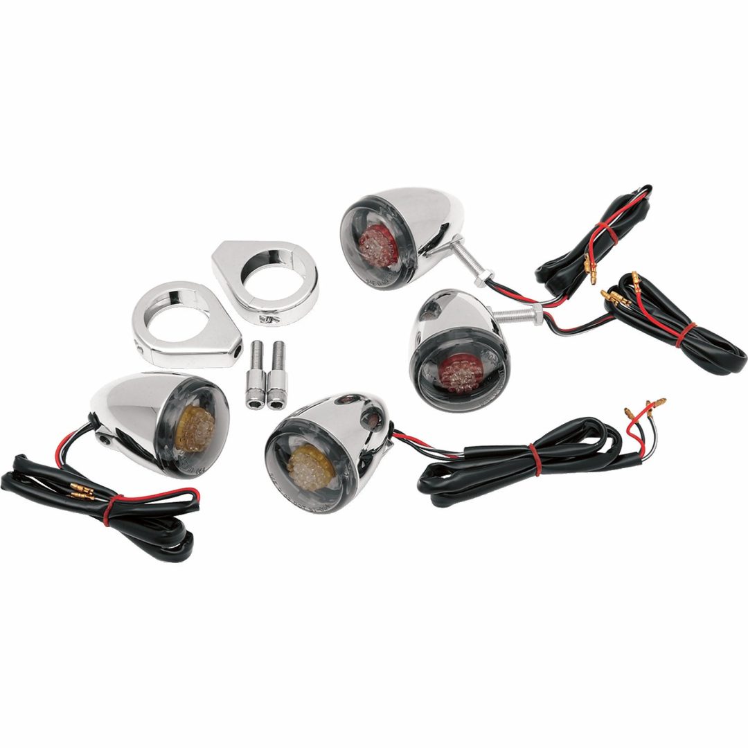 Blinklyssæt Custom Deuce-style Led Røgfarvet/Krom DRAG SPECIALTIES TURN SIGNAL KIT, RED-SMK