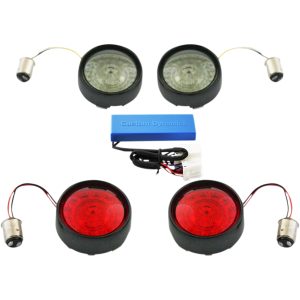 Blinklyssæt Komplet For & Bag Med Bullet Bezel Linser Rød/Røgfarvet/Sort CUSTOM DYNAMICS