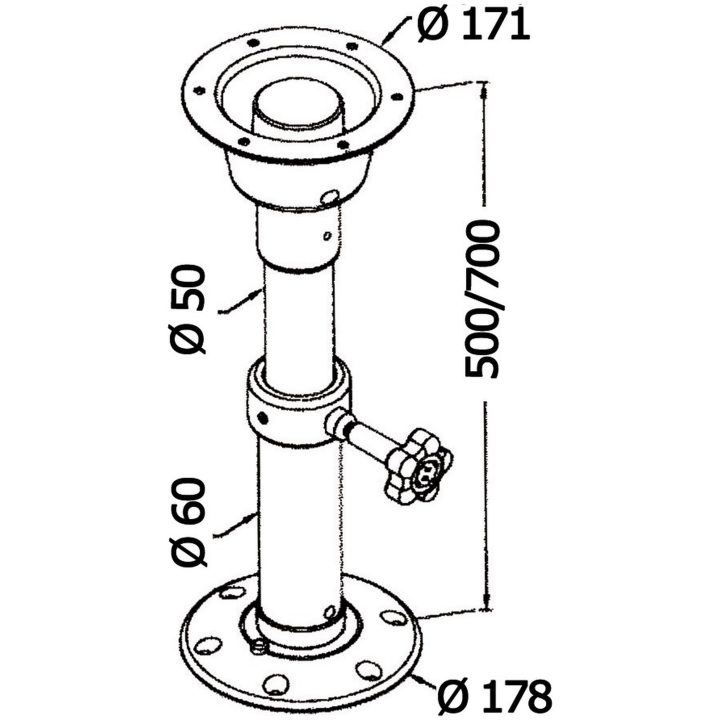 Bordstativ Teleskopisk cm Aluminium Osculati – billede 2