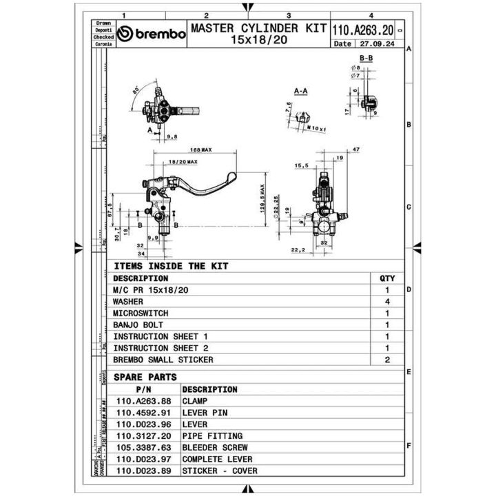 Bremsecylinder Pr15 RCS Foldable BREMBO – billede 4