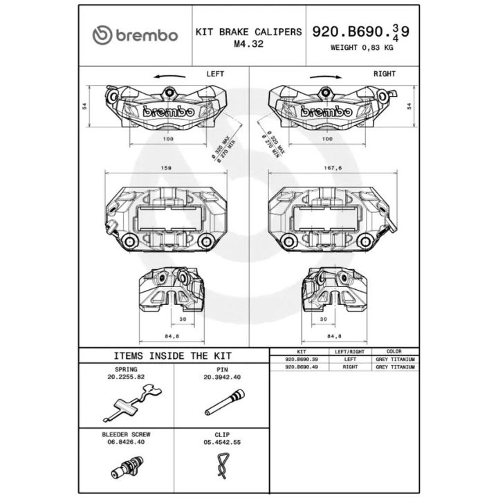 Bremsekaliber M4.32 Prime Line Radial 4-stemplet Grå BREMBO – billede 2