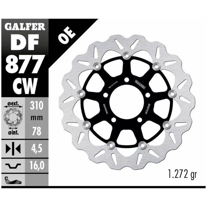 Bremseskive Contour Flydende Sort Sølv GALFER Bremseskive – billede 2