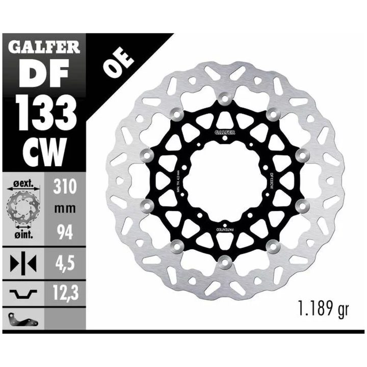 Bremseskive Contour Flydende Sort Sølv GALFER Bremseskive – billede 2