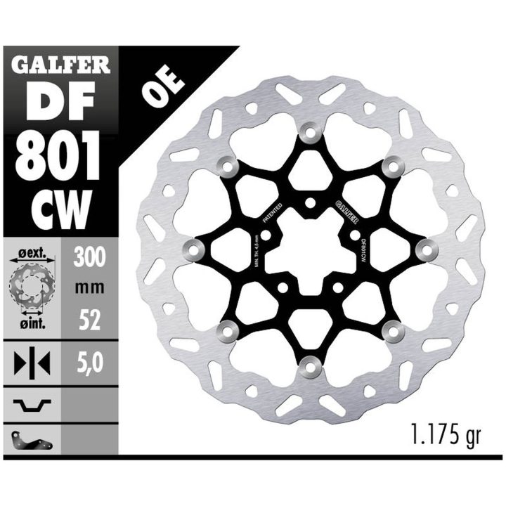 Bremseskive Contour Flydende Sort Sølv GALFER Bremseskive – billede 2