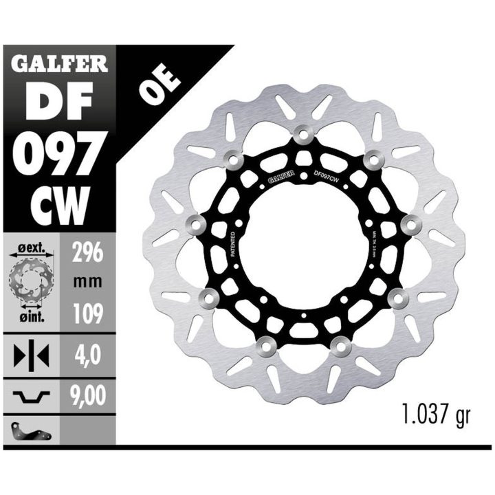 Bremseskive Contour Flydende Sort Sølv GALFER Bremseskive – billede 2
