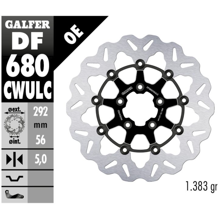 Bremseskive Contour Flydende Sort Sølv GALFER Bremseskive – billede 2