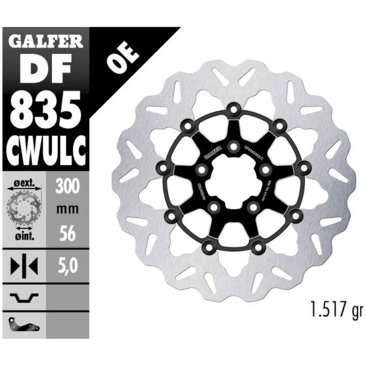 Bremseskive Contour Flydende Sort Sølv GALFER Bremseskive – billede 2