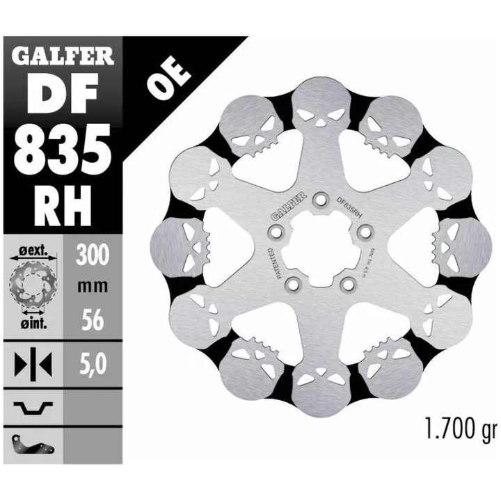 Bremseskive Fixed Skull Sort Rustfrit Stål GALFER Bremseskive – billede 2