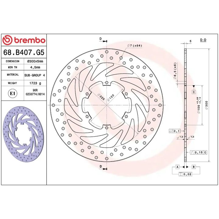 Bremseskive SERIE ORO PRIME LINE Fast Boret BREMBO – billede 2