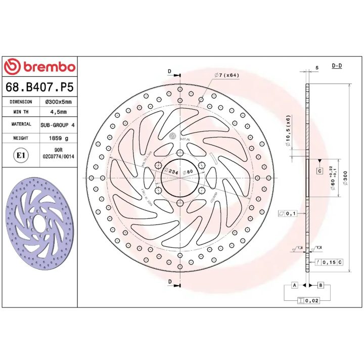 Bremseskive SERIE ORO PRIME LINE Fast Boret BREMBO – billede 2