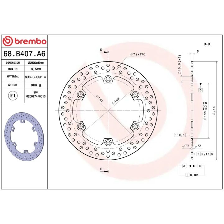 Bremseskive SERIE ORO PRIME LINE Fast Boret BREMBO – billede 2