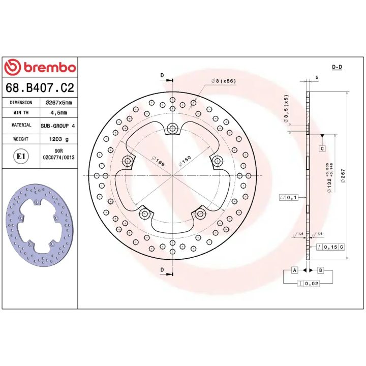 Bremseskive SERIE ORO PRIME LINE Fast Boret BREMBO – billede 2
