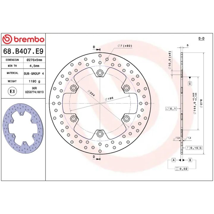 Bremseskive SERIE ORO PRIME LINE Fast Boret BREMBO – billede 2
