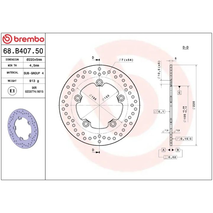 Bremseskive SERIE ORO PRIME LINE Fast Boret BREMBO – billede 2